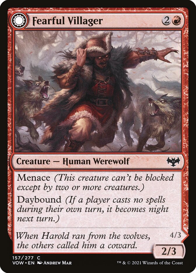 Fearful Villager // Fearsome Werewolf front