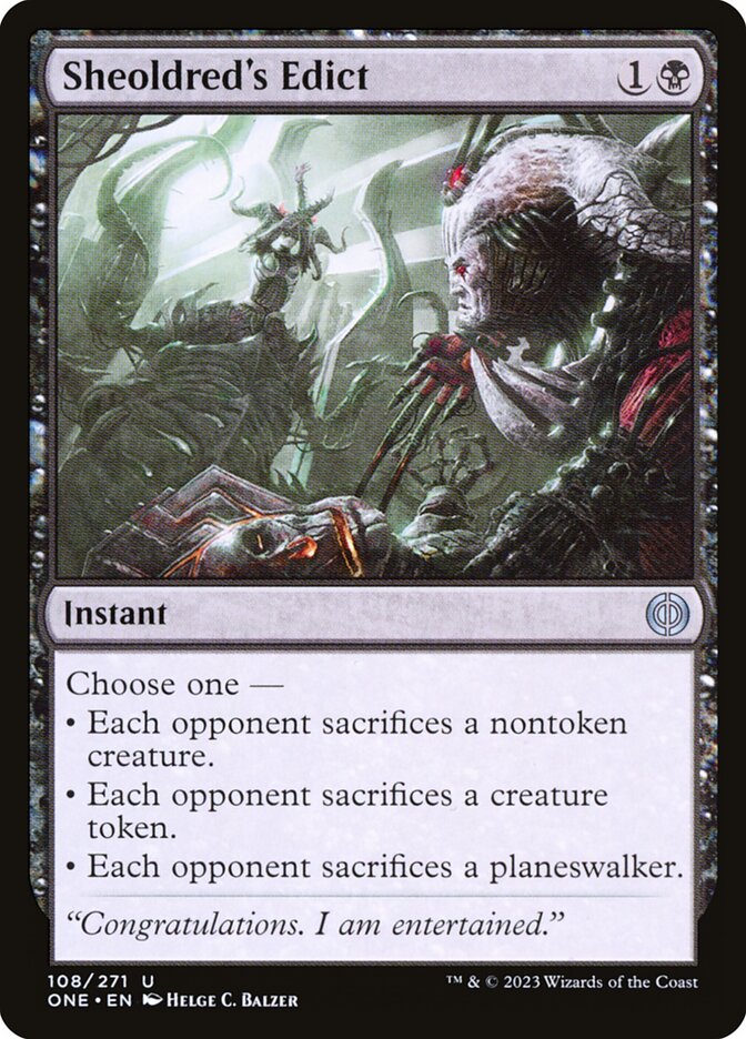 Sheoldred's Edict front