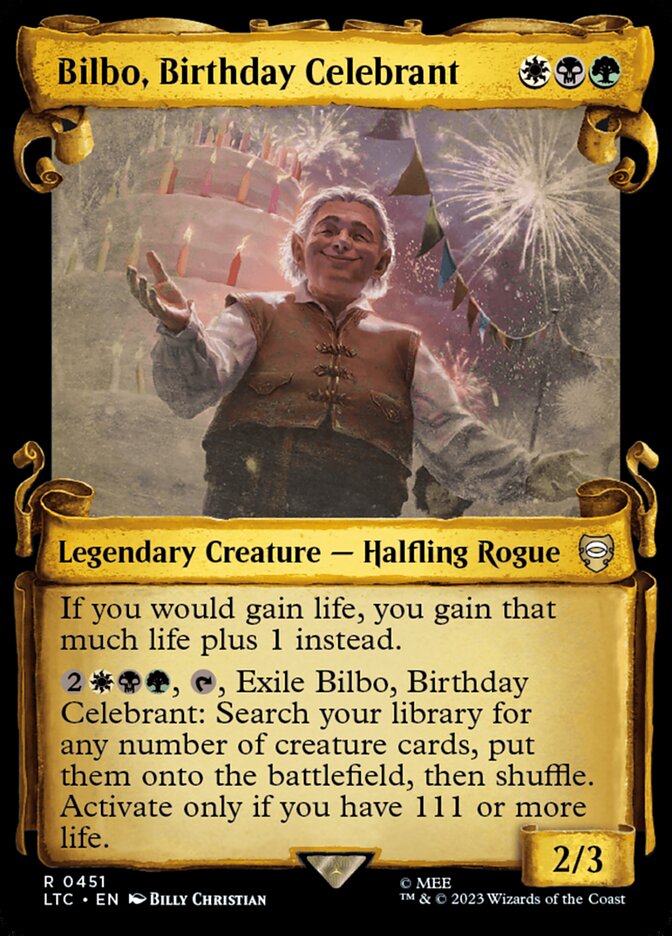 Bilbo, Birthday Celebrant front