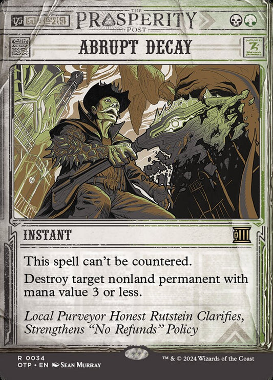 Abrupt Decay front